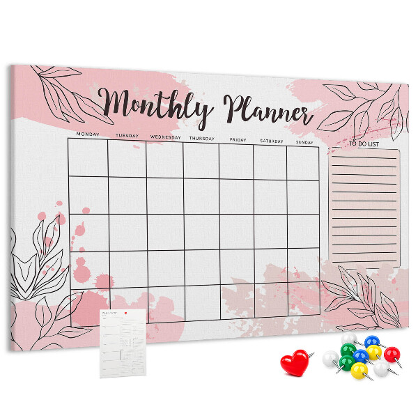 Cork board Pink monthly planner