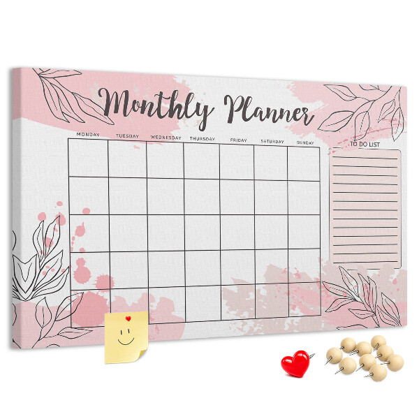 Cork board Pink monthly planner