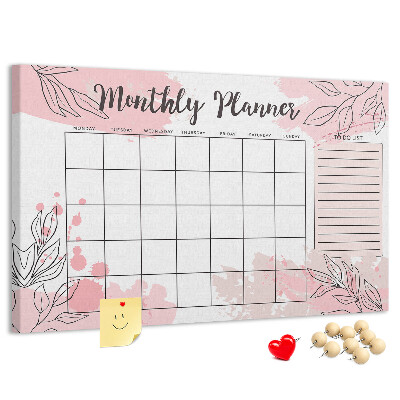 Cork board Pink monthly planner