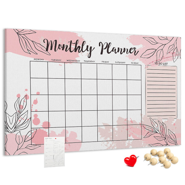 Cork board Pink monthly planner