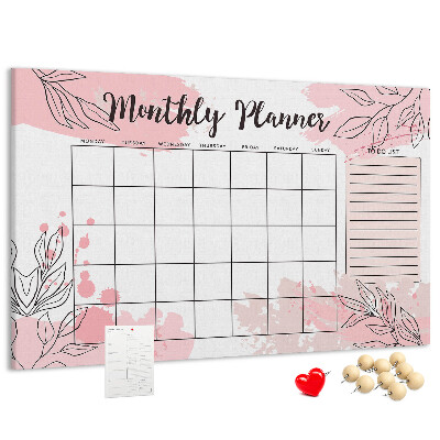 Cork board Pink monthly planner