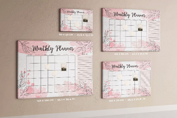 Cork board Pink monthly planner
