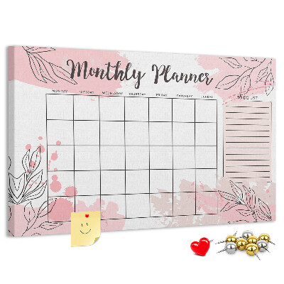 Cork board Pink monthly planner