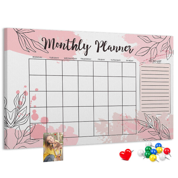 Cork board Pink monthly planner