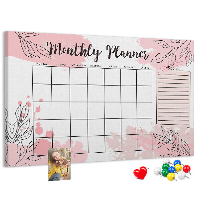 Cork board Pink monthly planner