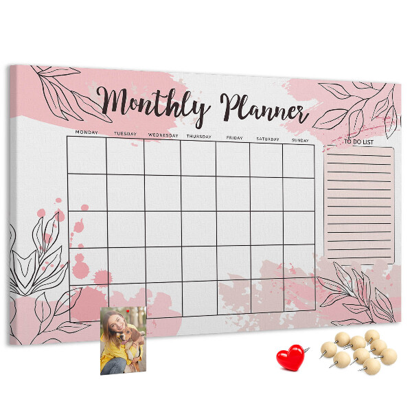 Cork board Pink monthly planner