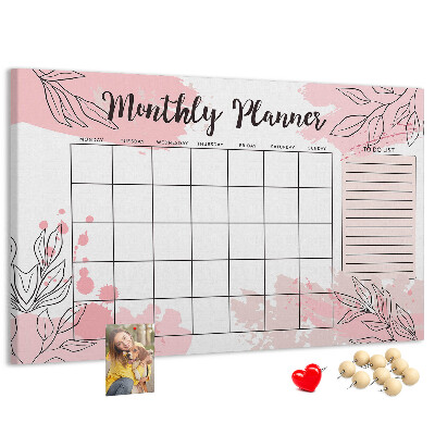 Cork board Pink monthly planner
