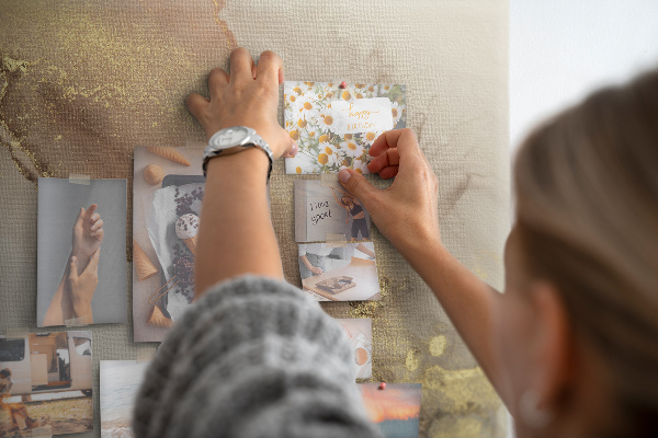 Cork memo board Gold marble