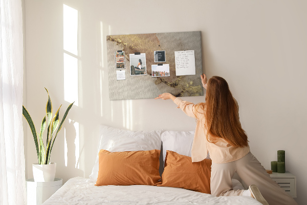 Cork memo board Gold marble