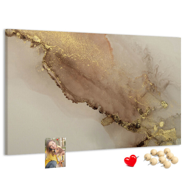 Cork memo board Gold marble