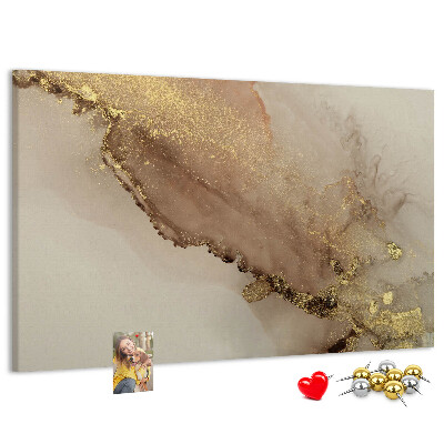 Cork memo board Gold marble