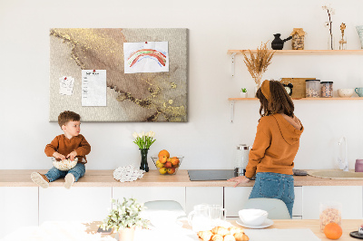 Cork memo board Gold marble