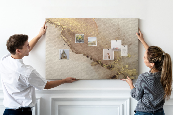 Cork memo board Gold marble