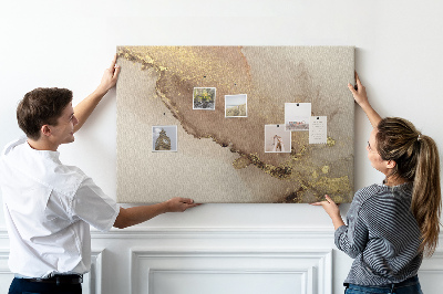 Cork memo board Gold marble