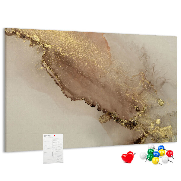 Cork memo board Gold marble