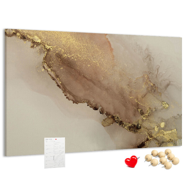 Cork memo board Gold marble