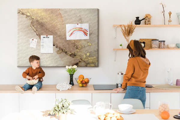 Cork memo board Gold marble