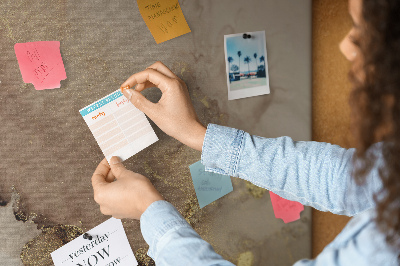Cork memo board Gold marble