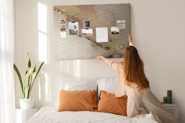 Cork memo board Gold marble
