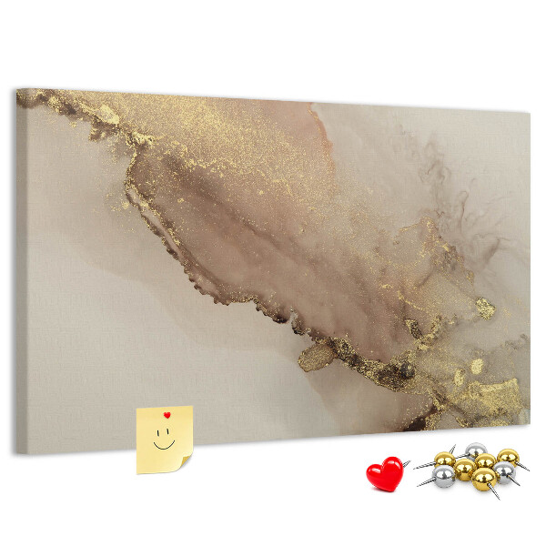 Cork memo board Gold marble