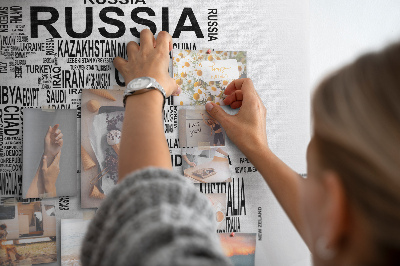 Cork memo board Continents made of letters