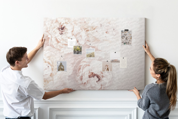 Cork display board Peony flowers