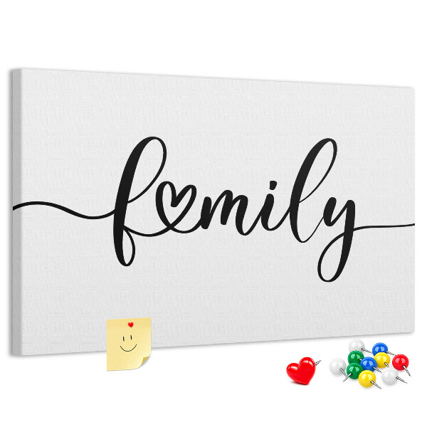 Cork board Family lettering