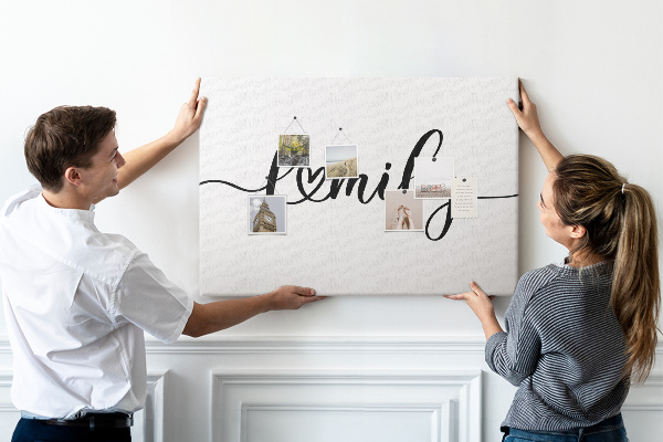 Cork board Family lettering