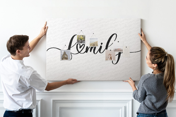 Cork board Family lettering