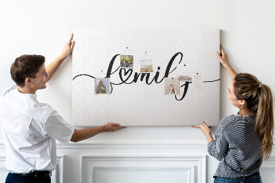 Cork board Family lettering