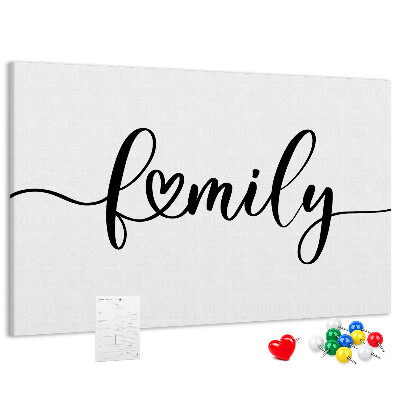 Cork board Family lettering