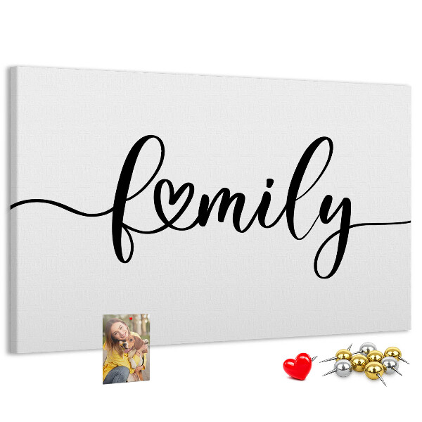 Cork board Family lettering