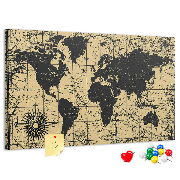 Cork board Vintage World Map