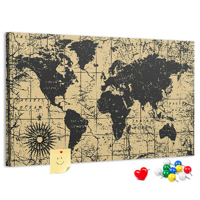 Cork board Vintage World Map