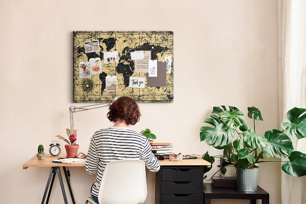Cork board Vintage World Map