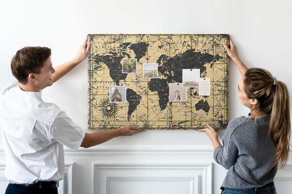 Cork board Vintage World Map