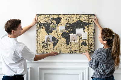 Cork board Vintage World Map