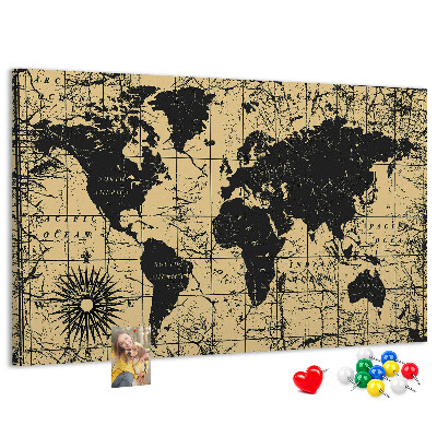 Cork board Vintage World Map