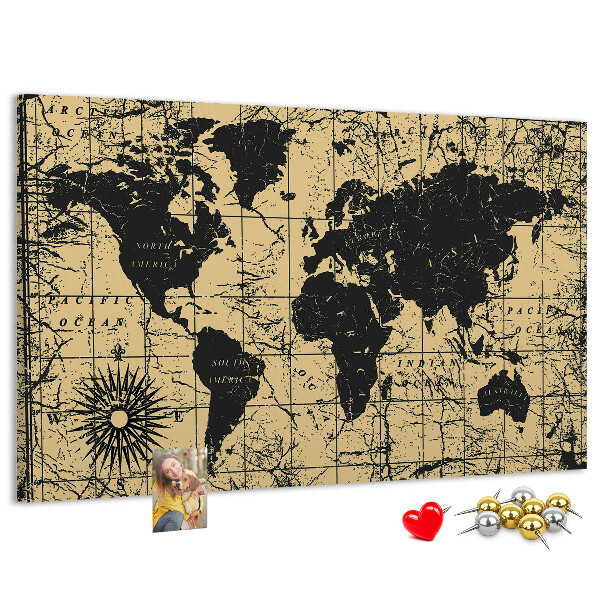 Cork board Vintage World Map