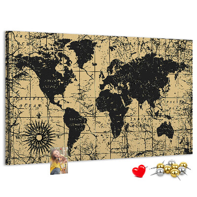 Cork board Vintage World Map