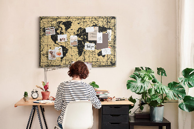 Cork board Vintage World Map