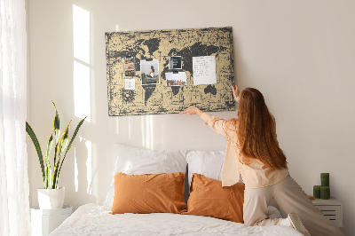 Cork board Vintage World Map