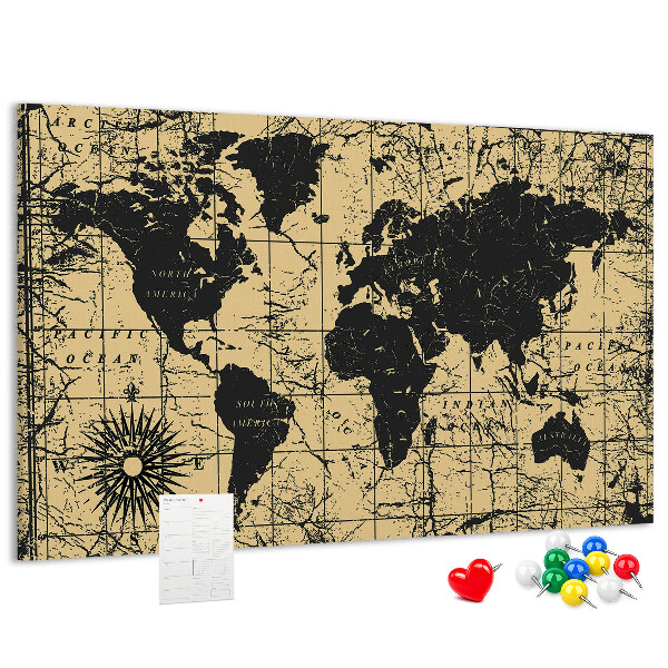 Cork board Vintage World Map