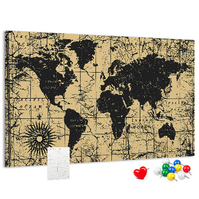 Cork board Vintage World Map