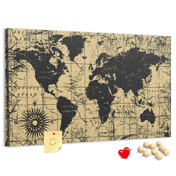 Cork board Vintage World Map