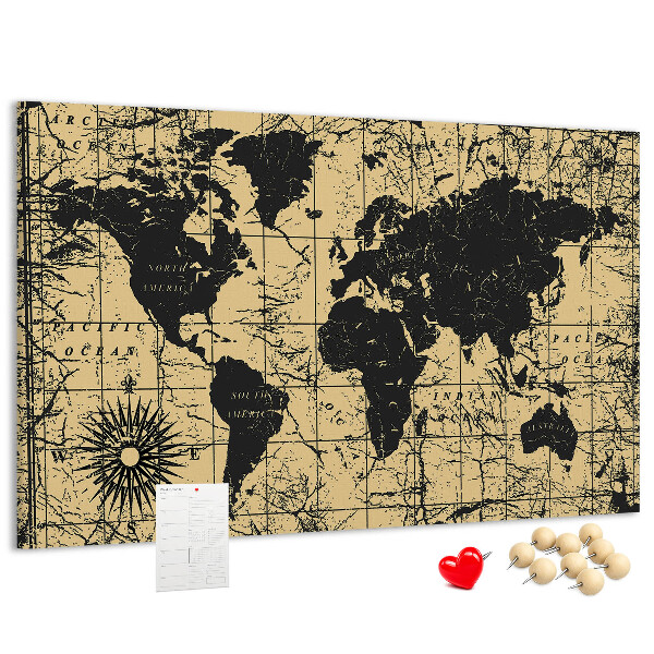 Cork board Vintage World Map