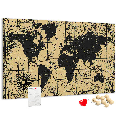 Cork board Vintage World Map