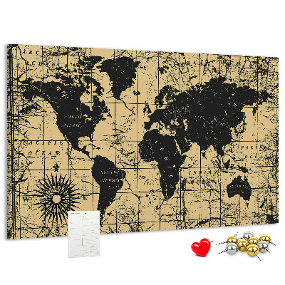 Cork board Vintage World Map