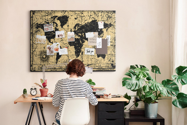 Cork board Vintage World Map