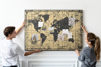 Cork board Vintage World Map